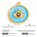 Golden stainless steel evil eye pendant with blue enamel, waterproof and hypoallergenic - Blue Evil Eye (PJ92077)