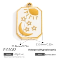 Gold stainless steel celestial pendant with sun moon and white enamel inlay - Sun Moon Star Rectangle (PJ92082)
