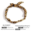 Collana a sciarpa intrecciata leopardata con dettagli in metallo, 72cm - Stile Intrecciato Stampa Leopardata (XL31837)