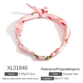 Collana foulard con stampa fragole rosa in poliestere con dettagli in metallo - Stile Motivo Fragola Rosa (XL31846)