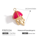 Rose red jellyfish pendant in 18K gold plated stainless steel with size and weight info - Magenta Jellyfish Style (PJ92515A)