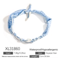 Collana a sciarpa in poliestere azzurro con stampa paisley, impermeabile e chic - Stile Paisley Blu Chiaro (XL31860)