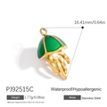 Green enamel jellyfish pendant in gold-plated stainless steel for DIY jewelry making - Emerald Green Jellyfish Style (PJ92515C)