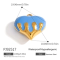 Sky blue and gold heart pendant in stainless steel with drip oil effect design - Blue Melting Heart Style (PJ92517)