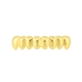 Hip hop 18K gold plated grillz set with 8 teeth top or bottom row design in mirror finish - Gold Bottom 8 Teeth