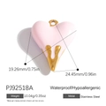 Pink enamel heart pendant with golden drip effect and stainless steel material details - Pink Melting Heart Style (PJ92518A)