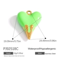 Green leopard heart pendant in stainless steel with gold drip effect and enamel finish - Green Melting Heart Style (PJ92518C)