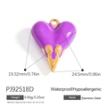 Purple leopard heart pendant in stainless steel with melting gold effect, 24.5mm size - Purple Melting Heart Style (PJ92518D)