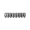 Polished silver hip hop grillz set featuring an eight-tooth top and bottom row design - Black Bottom 8 Teeth