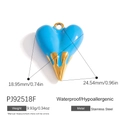 Sky blue enamel heart pendant in gold stainless steel with dripping design detail - Sky Blue Melting Heart Style (PJ92518F)