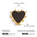 Waterproof heart-shaped stainless steel pendant with black enamel and golden beaded edges - Black Heart Beaded Style (PJ92521)