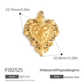 Sacred heart pendant in 18K gold plated stainless steel with flame detail - Vintage Sacred Heart Style Charm (PJ92525)