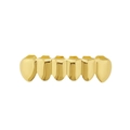 Polished gold Hip Hop teeth grillz with six-tooth structure and shiny metallic finish - Gold
