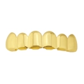 Polished six-tooth gold grillz hip hop teeth accessory on a clean white background - Flat Teeth Upper Only / Gold