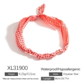 Collana foulard in seta a quadretti rossi e bianchi in fibra di poliestere - Stile Annodato Gingham Rosso e Bianco (XL31900)