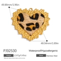 Leopard print heart charm in golden stainless steel for DIY jewelry making - Leopard Heart Style (PJ92530)