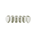 Hip hop silver dental grillz with six connected teeth in a polished metallic finish - Flat Teeth Lower Only / Silver