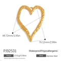 Large hammered stainless steel heart pendant with gold finish for necklaces - Large Gold Hammered Heart Charm (PJ92531)