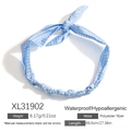 Collana a foulard in seta a quadretti bianchi e blu in poliestere leggero per donne - Stile Annodato Gingham Blu e Bianco (XL31902)