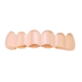 Polished rose gold hip-hop teeth grillz set with six teeth segments on white background - Flat Teeth Upper Only / Rose Gold