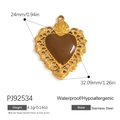 Golden stainless steel heart jellyfish pendant with brown enamel and dove details - Peace Dove Heart Style (PJ92534)