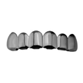 Polished gunmetal finish hip hop teeth grillz with six tooth connecting design - Flat Teeth Upper Only / Gunmetal