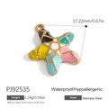 Star-shaped stainless steel pendant with colorful enamel inlay and golden edge detailing - Colorful Star Style (PJ92535)
