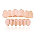 Polished rose gold Hip Hop teeth grillz set with mirror finish on white background - Six Teeth Upper And Lower / Rose Gold