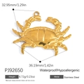 Golden stainless steel crab pendant charm with polished finish for DIY jewelry - Gold Crab Style (PJ92650)