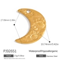 Golden stainless steel crescent moon pendant with eye motifs, hypoallergenic and waterproof - Eye Moon Style (PJ92651)