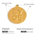 Gold stainless steel round LOVE pendant with waterproof and hypoallergenic features - Gold Round Love Letter (PJ92625)