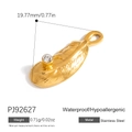 Golden stainless steel feather pendant with white zircon, waterproof and allergy free accessory - Gold Feather Rhinestone (PJ92627)