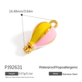 Golden stainless steel hot air balloon pendant with pink and yellow enamel detail - Yellow Pink Hot Air Balloon (PJ92631)