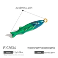 Colorful fish pendant in green blue gradient stainless steel with gold hanging loop - Blue Green Gradient Fish Charm (PJ92634)