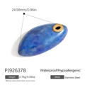 Blue marble texture stainless steel spindle pendant with golden ring connector - Blue Marbled Spindle Style (PJ92637B)