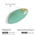 Teal green water-drop pendant in stainless steel with golden ring for DIY jewelry making - Green Spindle Pendant (PJ92637C)