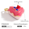 Pink enamel cake slice pendant in alloy with dimensions 10.99mm x 8.95mm - Pink Glazed Cake (PJ92623C)