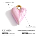 Pink heart-shaped stainless steel pendant with gold ring, waterproof and hypoallergenic finish - Pink Textured Heart (PJ92639A)