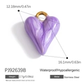 Lavender marble texture heart charm in stainless steel with golden loop for DIY jewelry - Light Purple Textured Heart (PJ92639B)