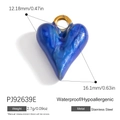 Dark blue heart pendant in stainless steel with starry texture and gold hook detail - Navy Blue Starry Heart (PJ92639E)