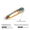 Colorful rhinestone safety pin pendant in gold stainless steel finish for DIY jewelry - Gold Colorful Rhinestone Pin (PJ92641GA)