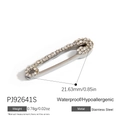 Waterproof hypoallergenic stainless steel safety pin pendant with white cubic zirconia - Silver Stainless Rhinestone Pin (PJ92641S)