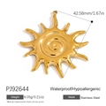 Golden sunburst pendant in stainless steel with waterproof and hypoallergenic features - Gold Sun Vortex (PJ92644)
