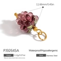 Grape shaped purple resin charm with gold stainless steel ring for DIY jewelry - Purple Translucent Grape (PJ92645A)