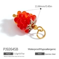 Stainless steel red grape fruit pendant with gold loop for DIY jewelry making - Red Translucent Grape (PJ92645B)