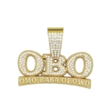 Ciondolo lettera OBO hip hop placcato oro con pietre di zircone e incisione OMO BABA OLOWO - Ciondolo Solo (Senza Catena)