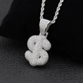Silberne Dollarzeichen-Halskette mit Zirkonia-Besatz und stabiler Metall-Seilkette - Silber Dollarzeichen (Mit 3mm 60cm Seilkette)