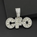 Ciondolo con lettera CFO ghiacciato in argento con brillanti zirconi per collana - Ciondolo Argentato Solo (Senza Catena)
