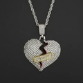 Pendaglio cuore spezzato hip hop con dettaglio cerotto su catena a corda argento - Stile Catena Torsadée / Argento