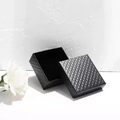 Elegant black quilted pattern jewelry gift box with white camellia flower decoration - Gift Box